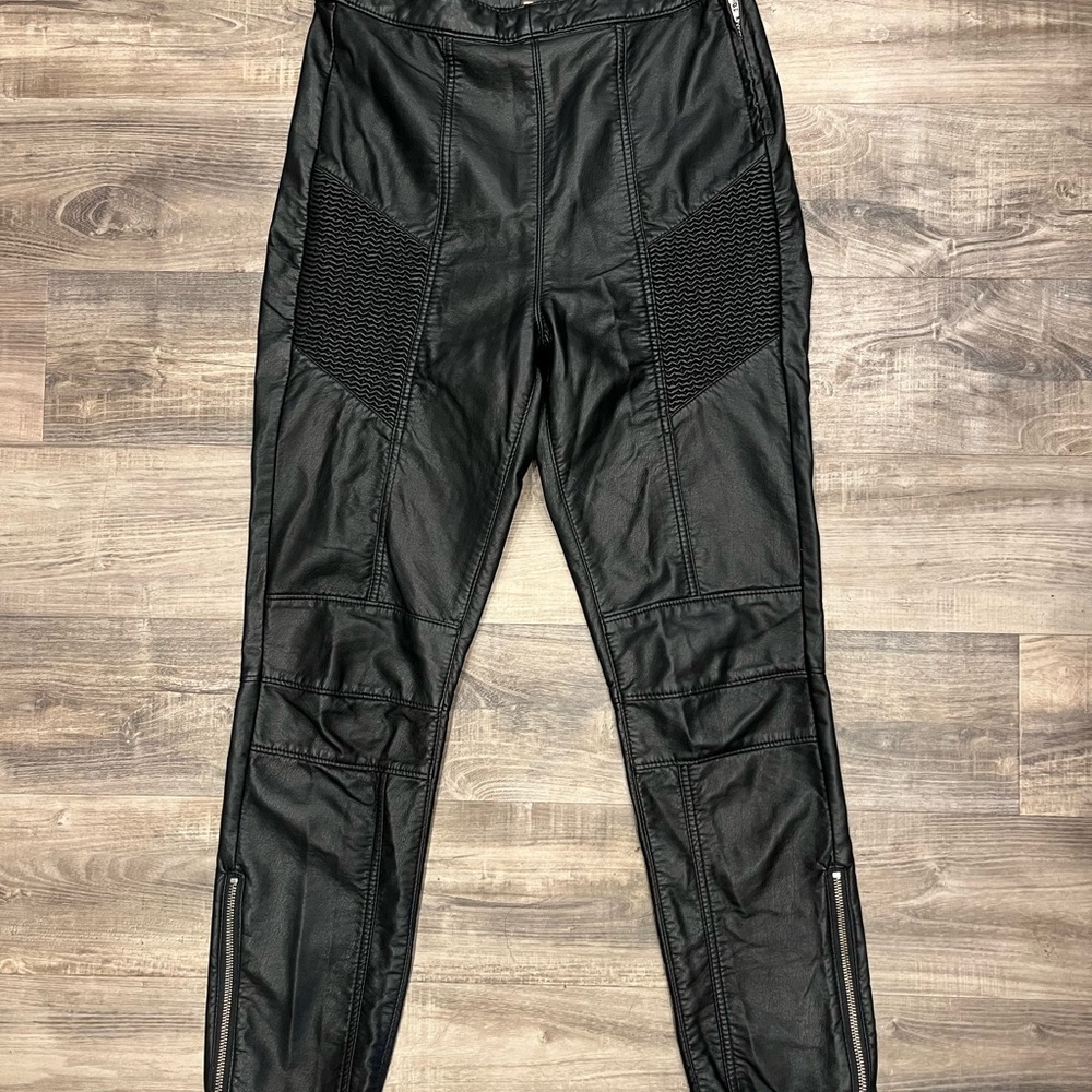 FP Movement by Free People Black Skinny Faux Leather Pants Womens Size 6